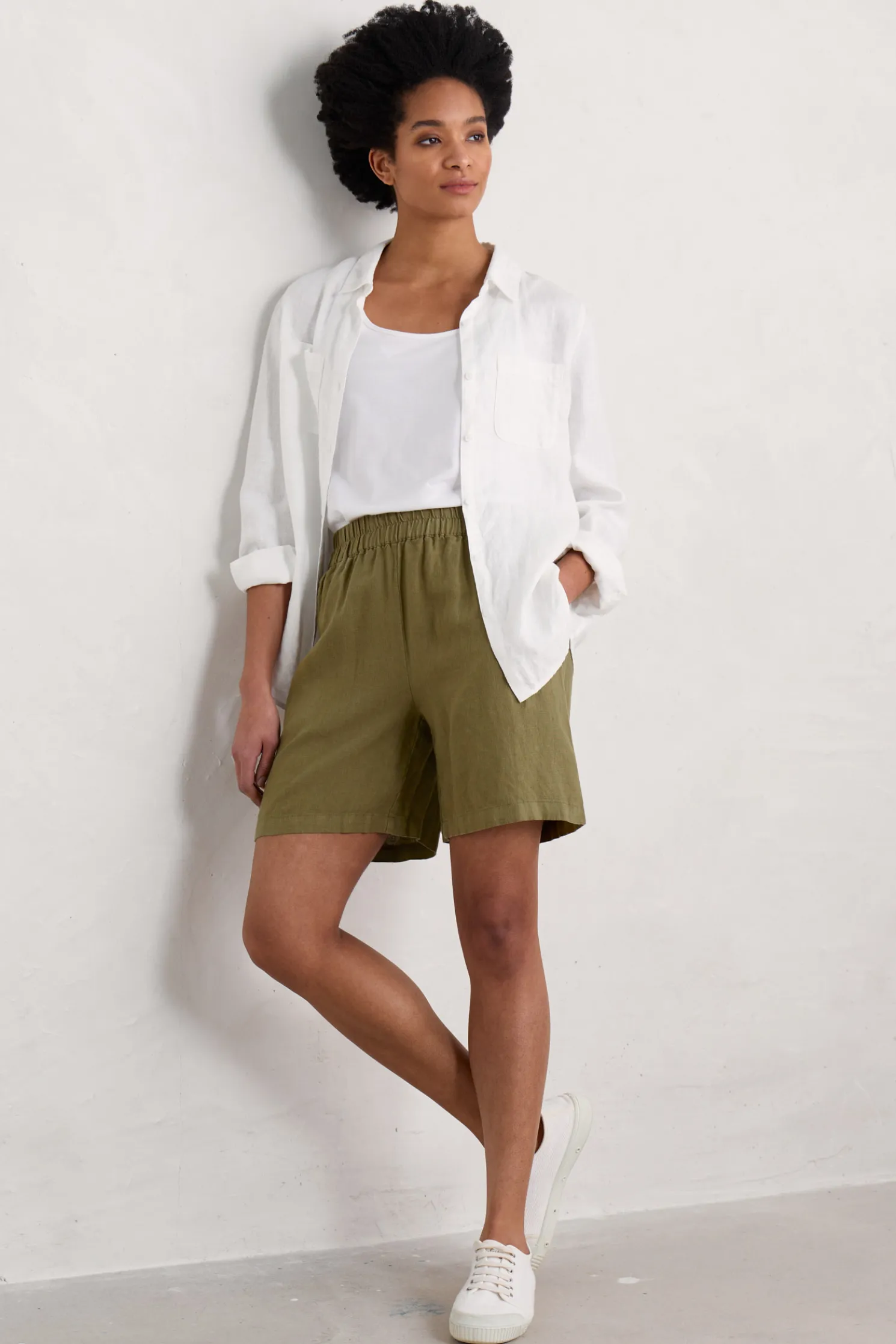 Aviso Wide Leg Linen Shorts