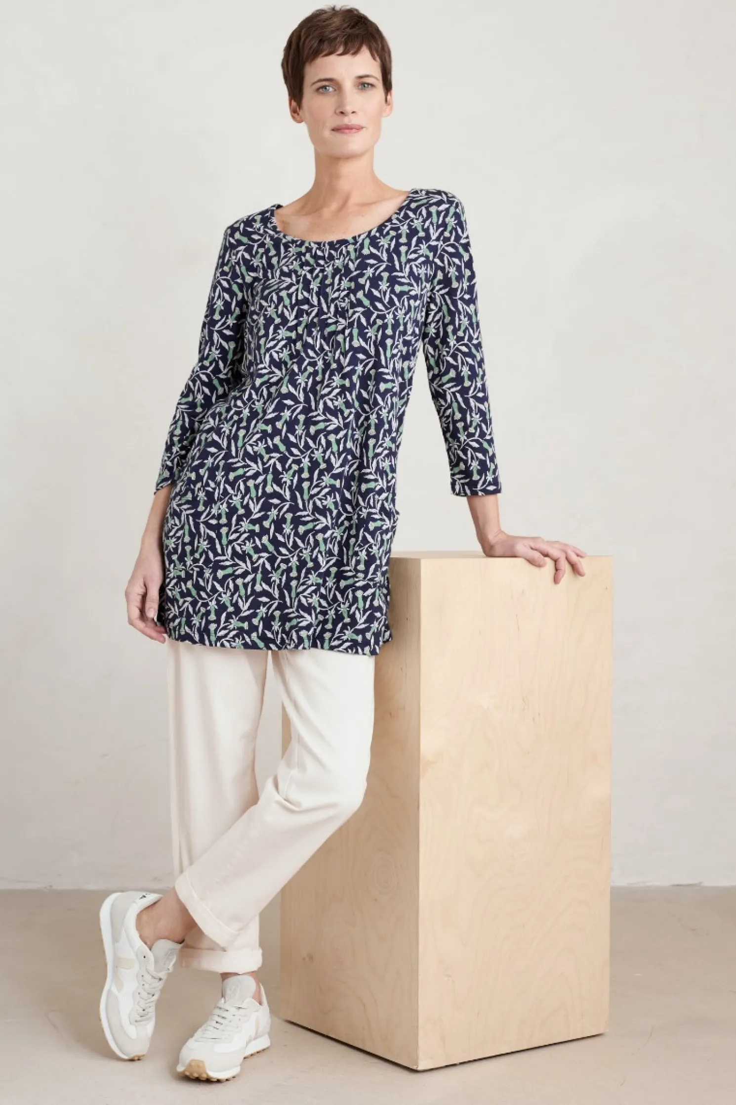 Busy Lizzy 3/4 Sleeve Slub Jersey Tunic