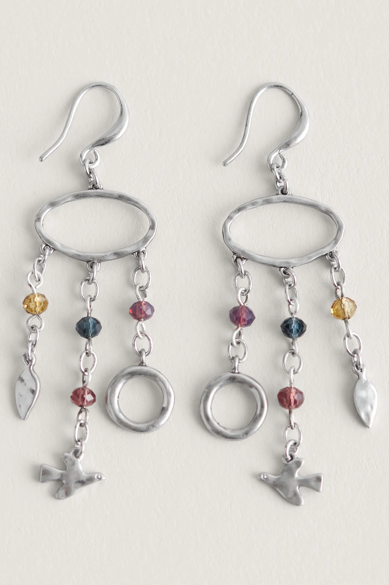 Chy Silver Tone Charm Earrings