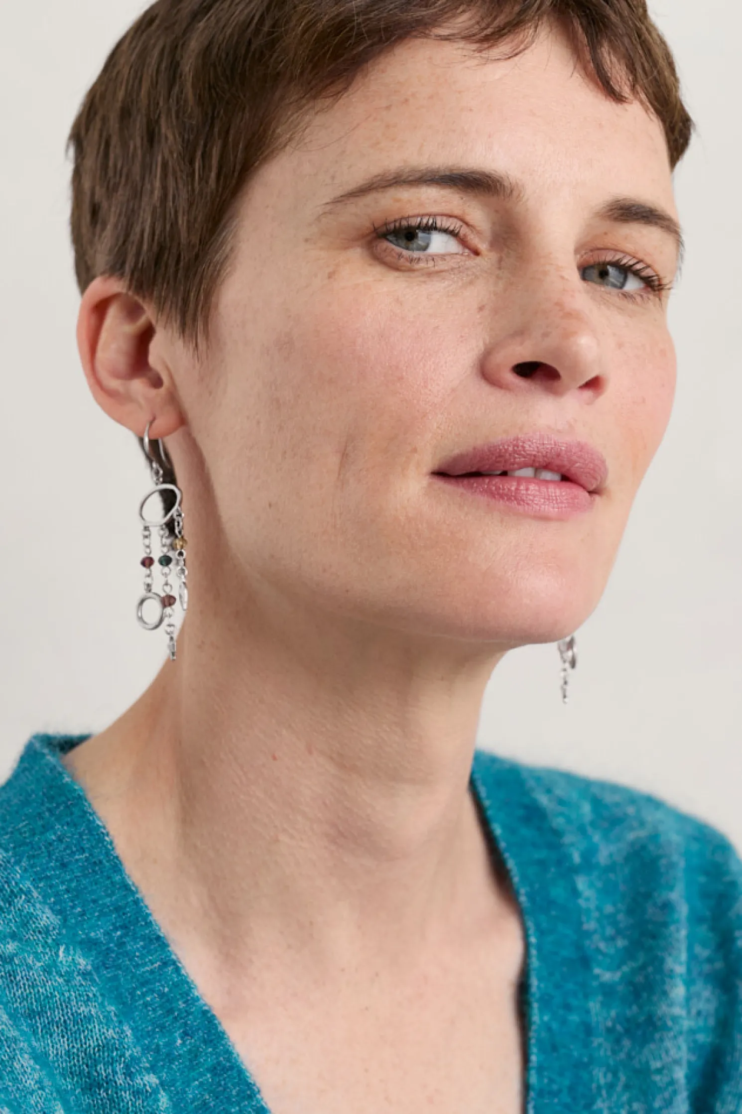 Chy Silver Tone Charm Earrings