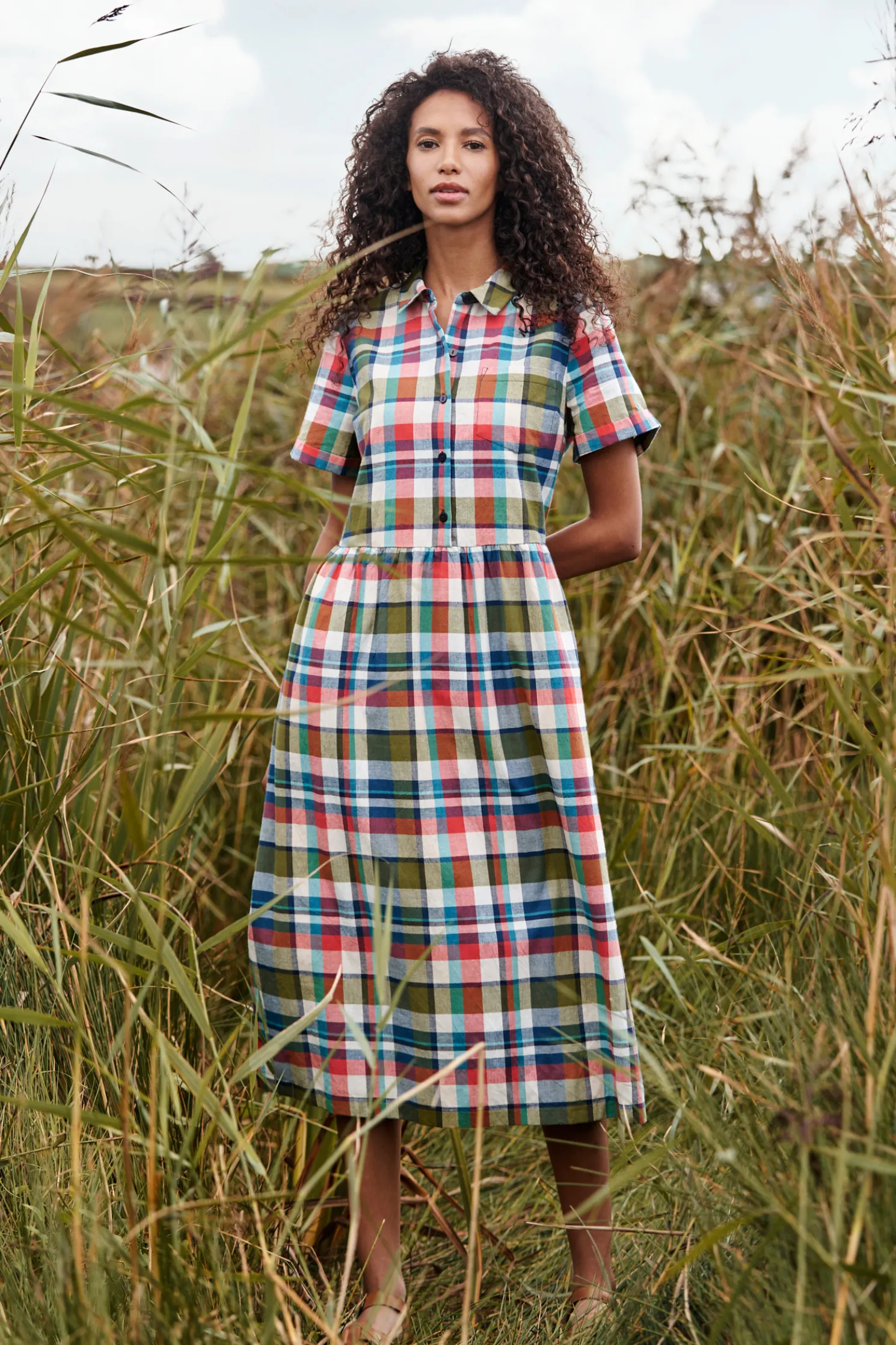 Fleet Checked Midi Dress