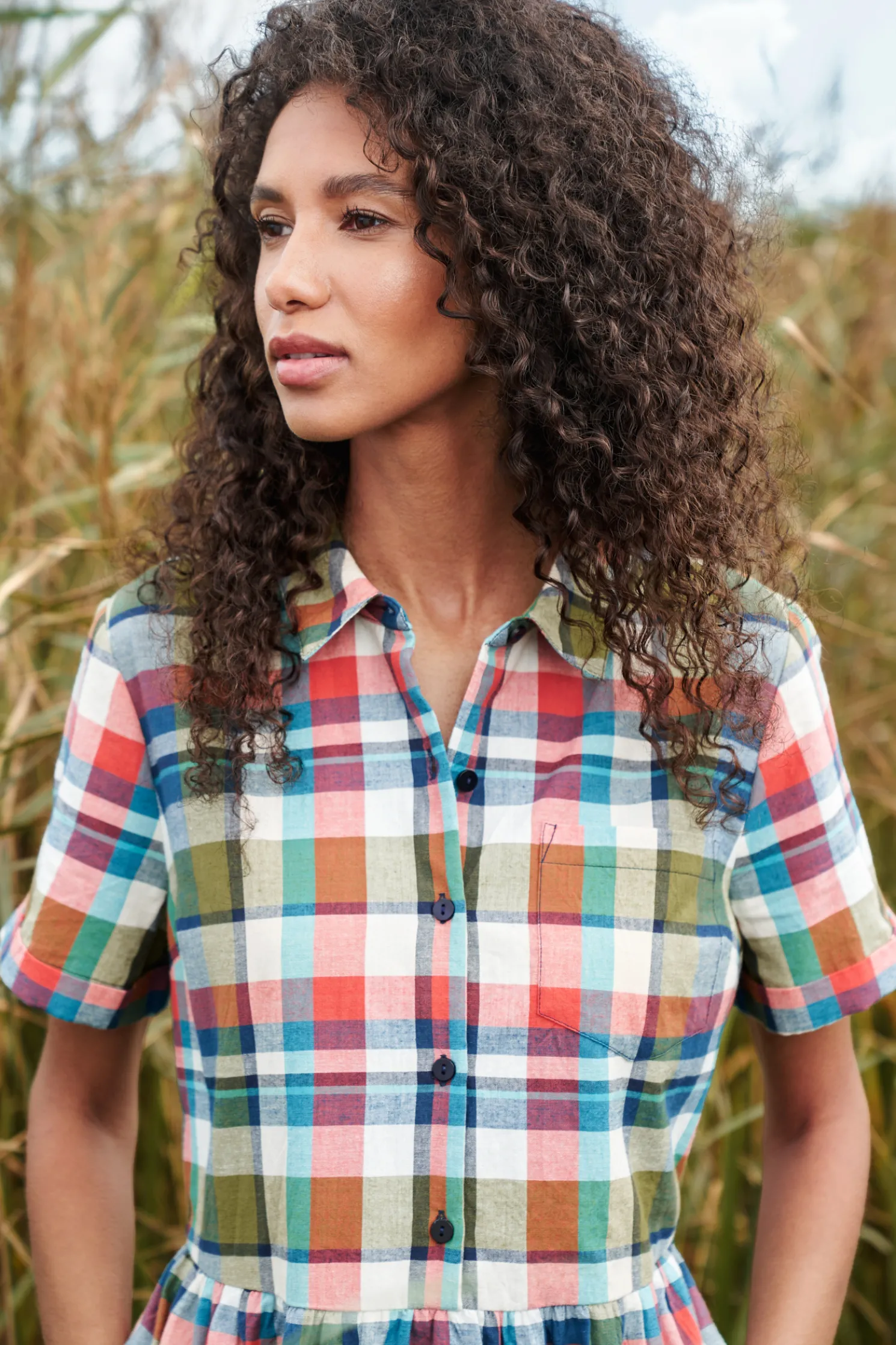 Fleet Checked Midi Dress