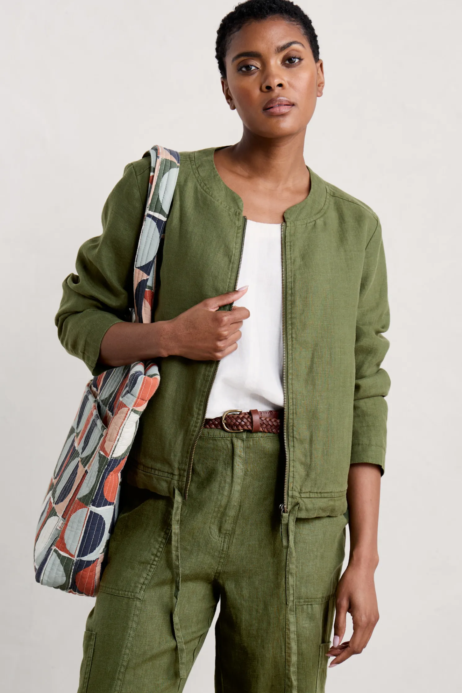 Galleon Zip Through Linen Jacket