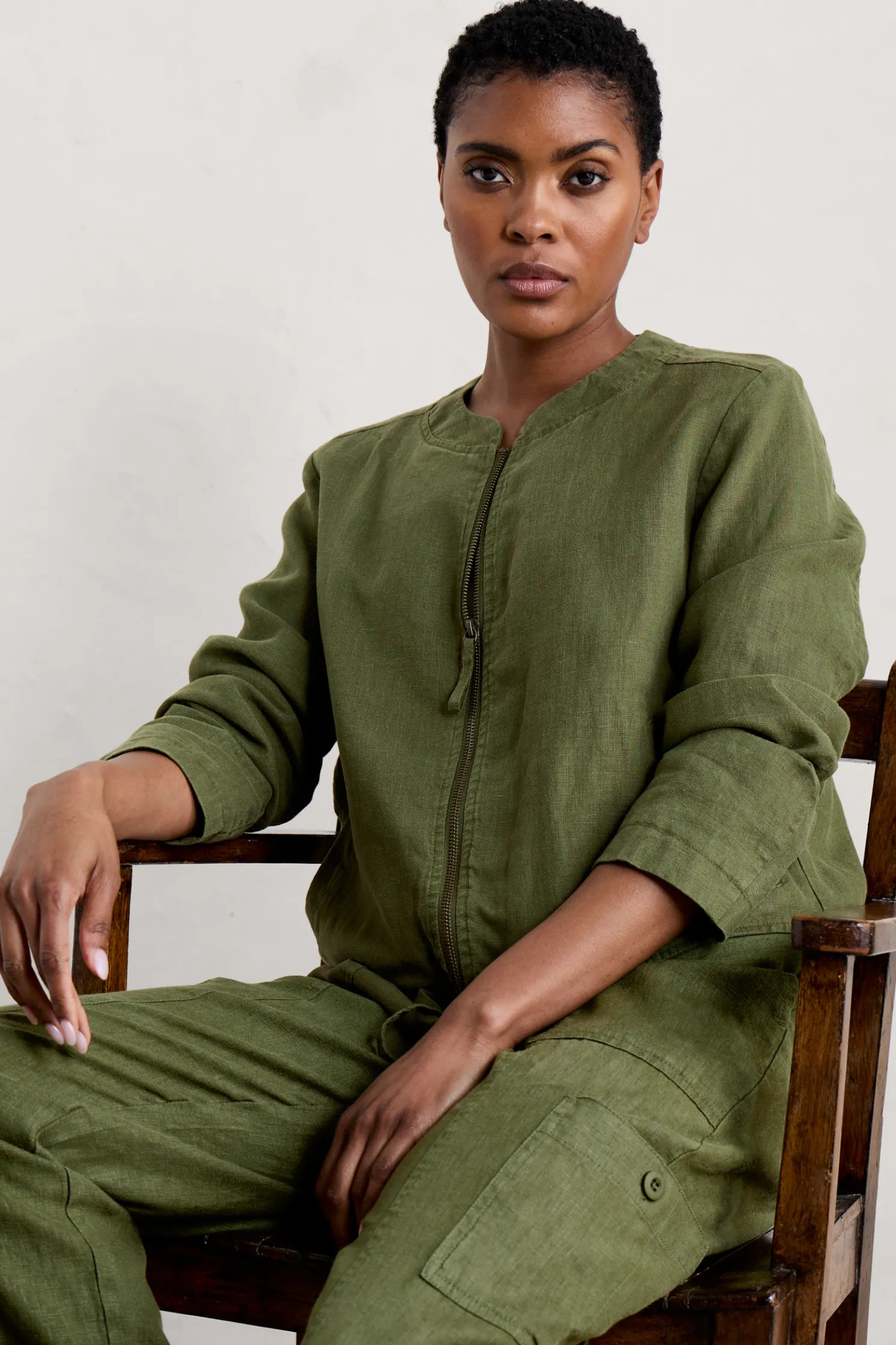 Galleon Zip Through Linen Jacket