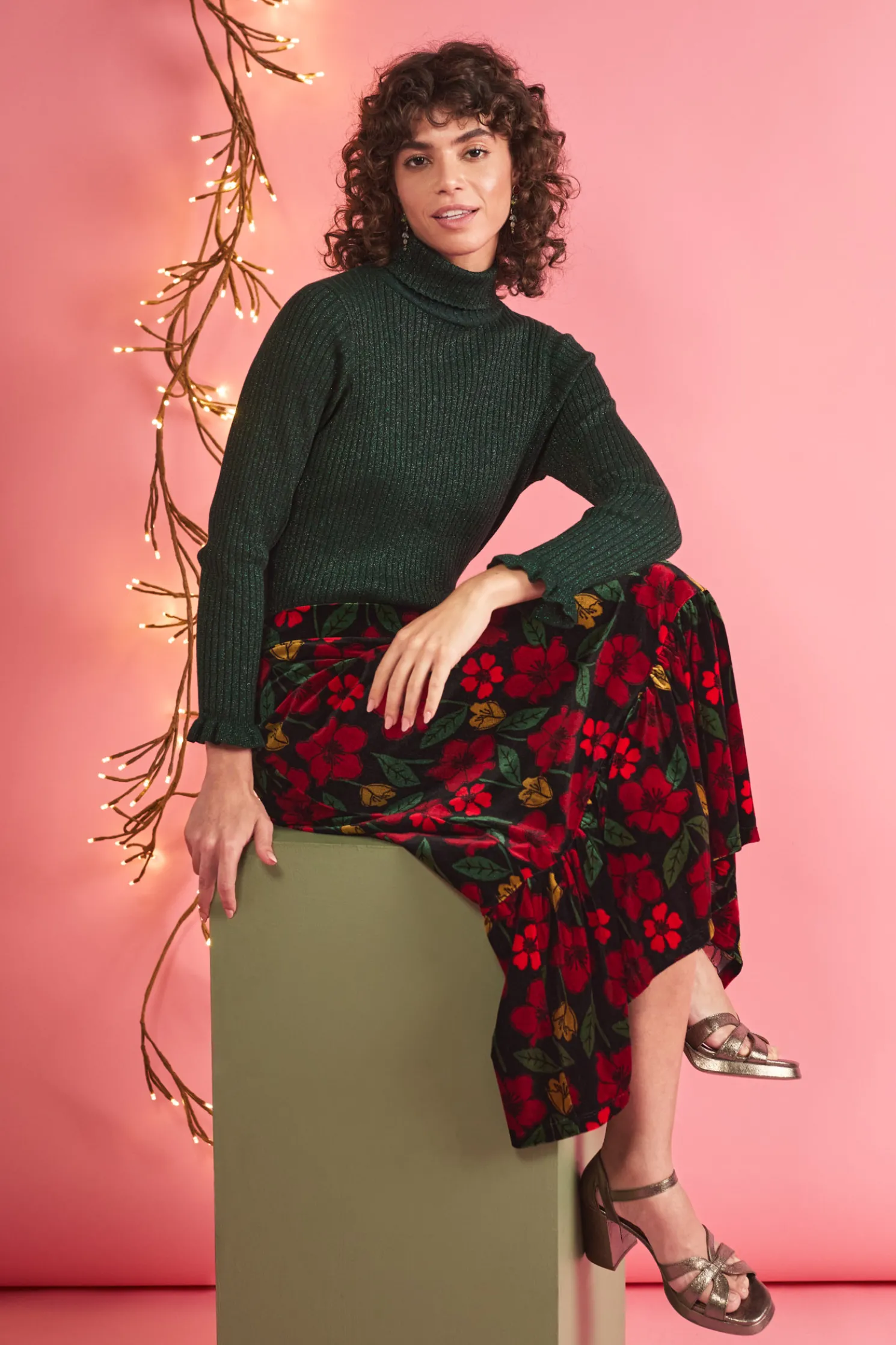 Glass Stem Sparkly Roll Neck Jumper