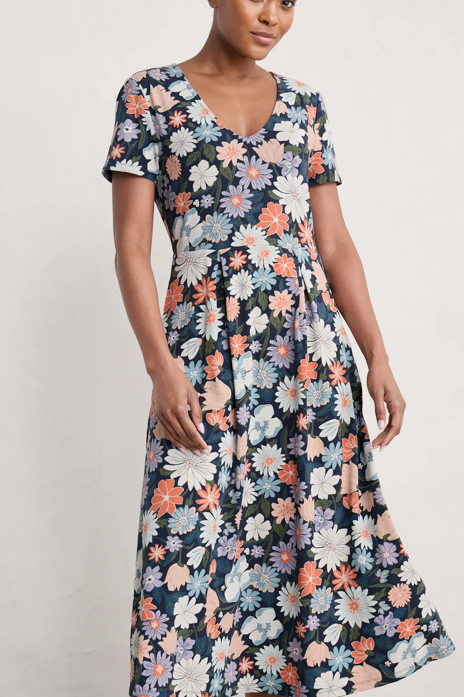 Helena Short Sleeve V-Neck Midi Dress