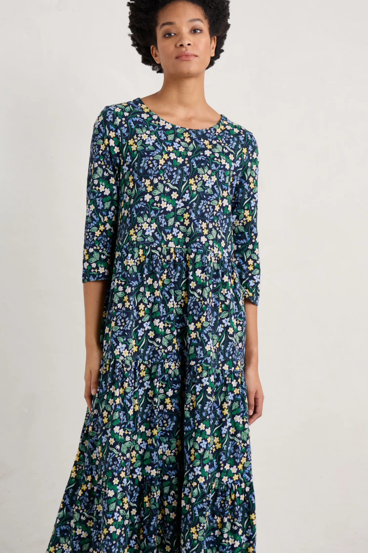 Line Strokes Tiered Jersey Dress (Gots)