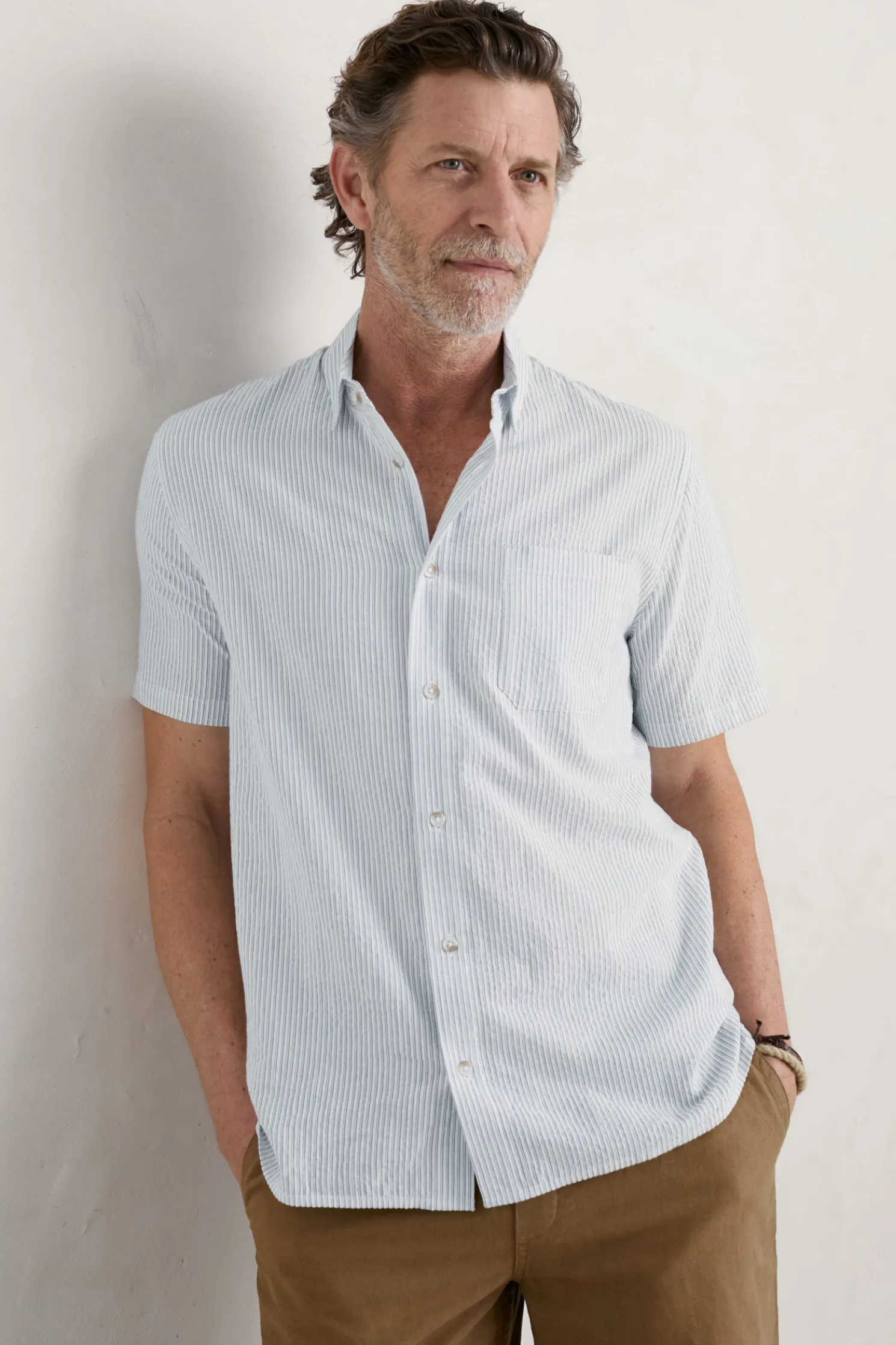 Men's Blue Heron Seersucker Short Sleeve Shirt