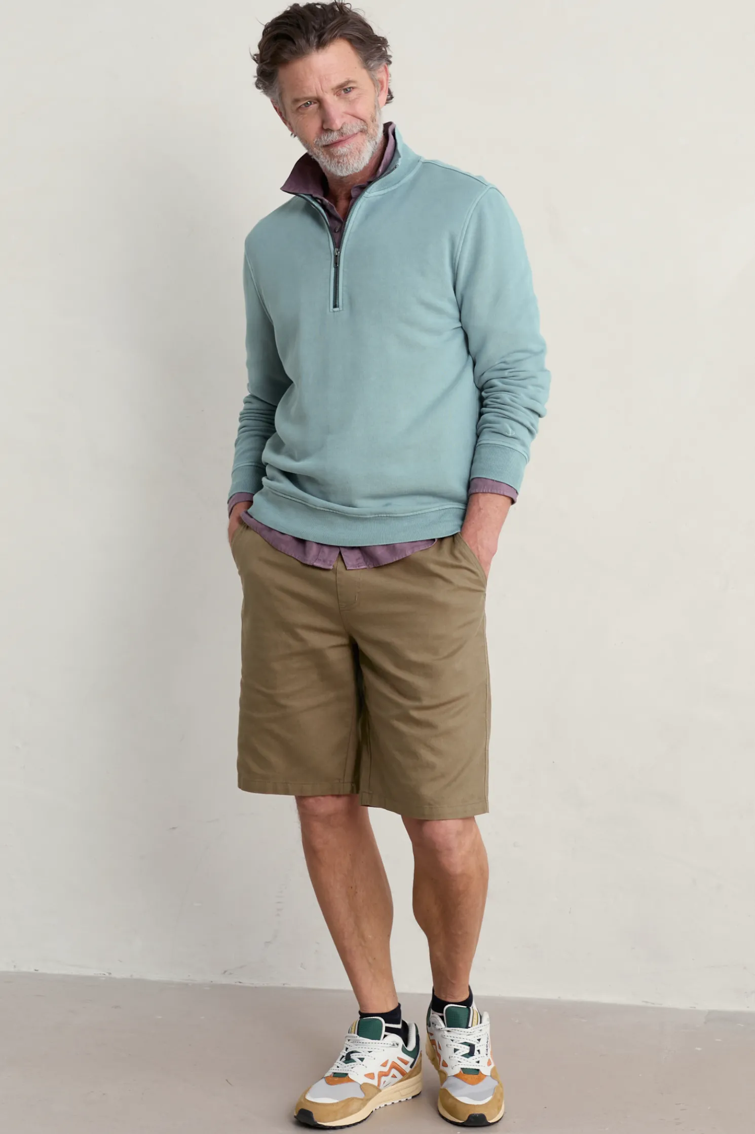 Men's Wood Moss Quarter Zip Sweatshirt