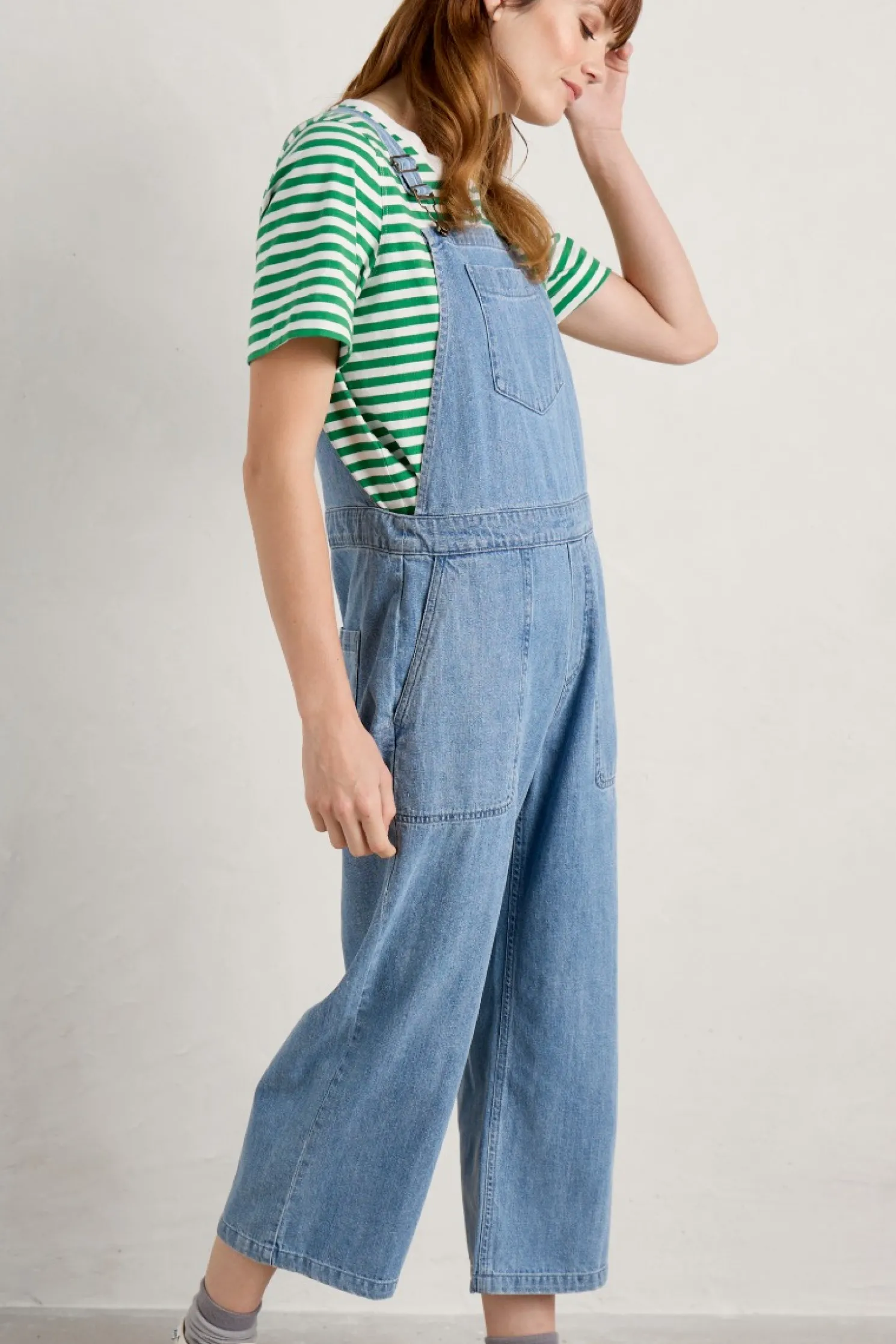 Porthallow Cove Wide Leg Denim Dungaree