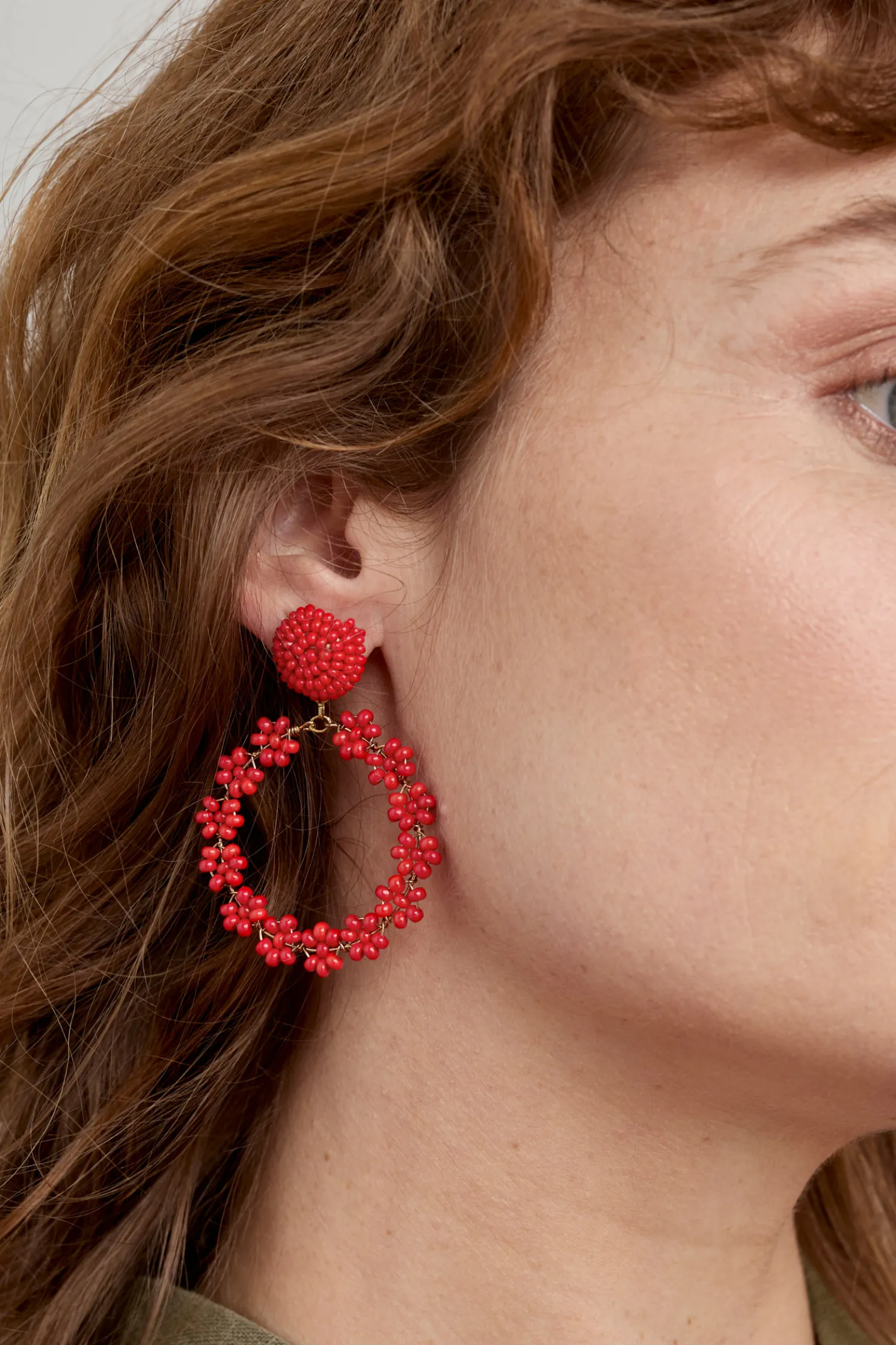 Redpoll Beaded Circle Earrings