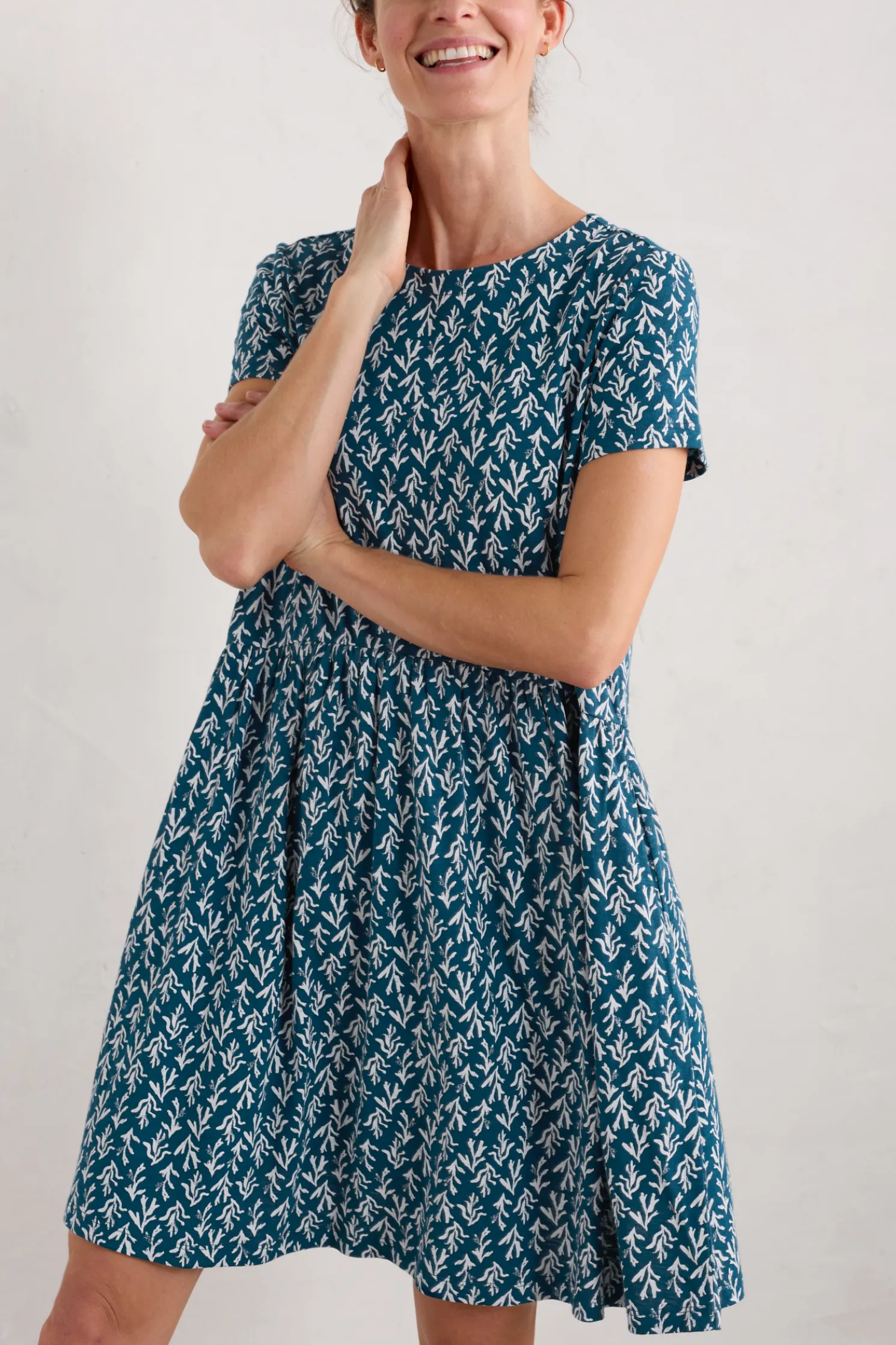 Sea Mirror Jersey Dress With Short Sleeves