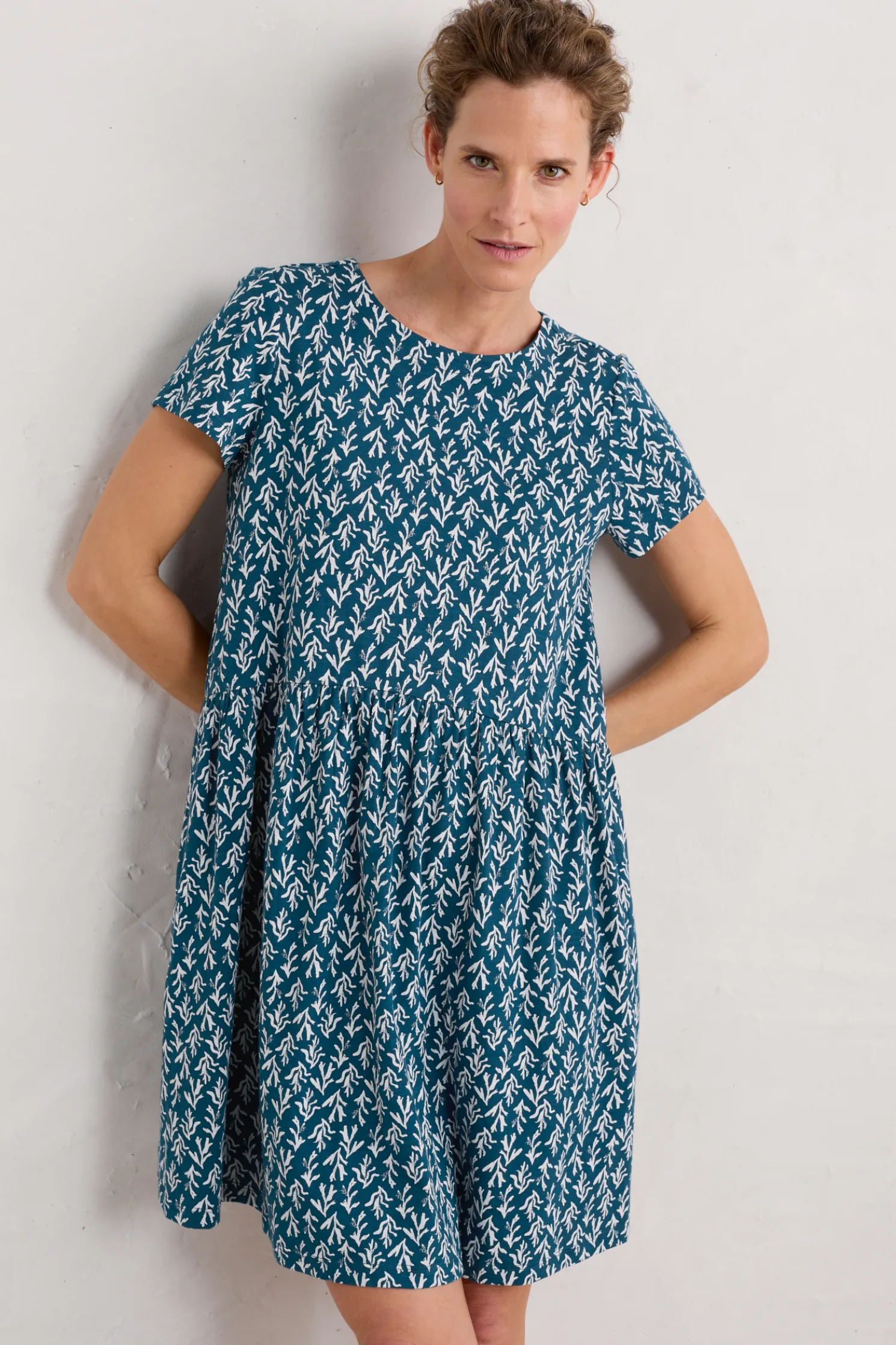 Sea Mirror Jersey Dress With Short Sleeves