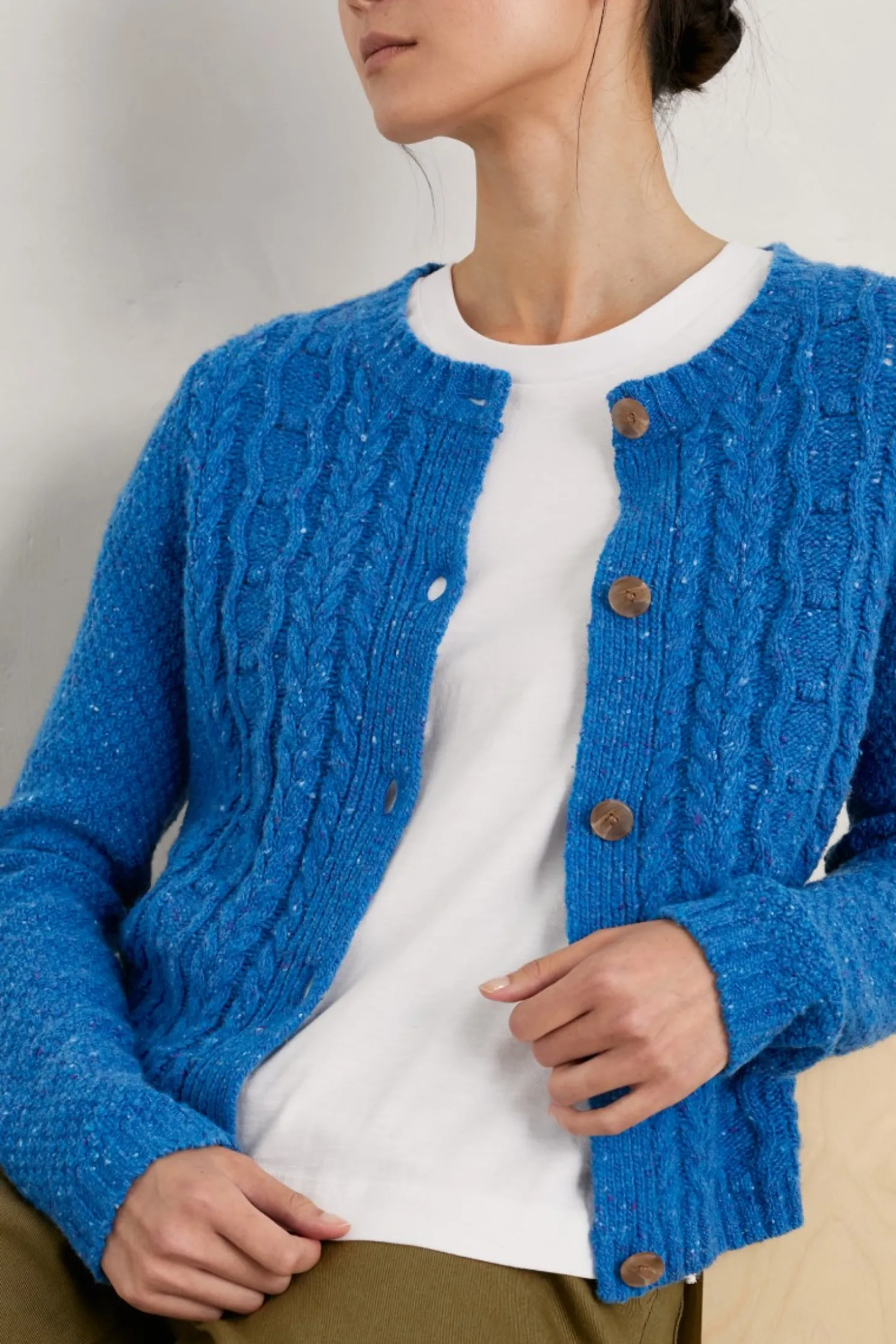Tressa Merino Blend Cable Knit Cardigan