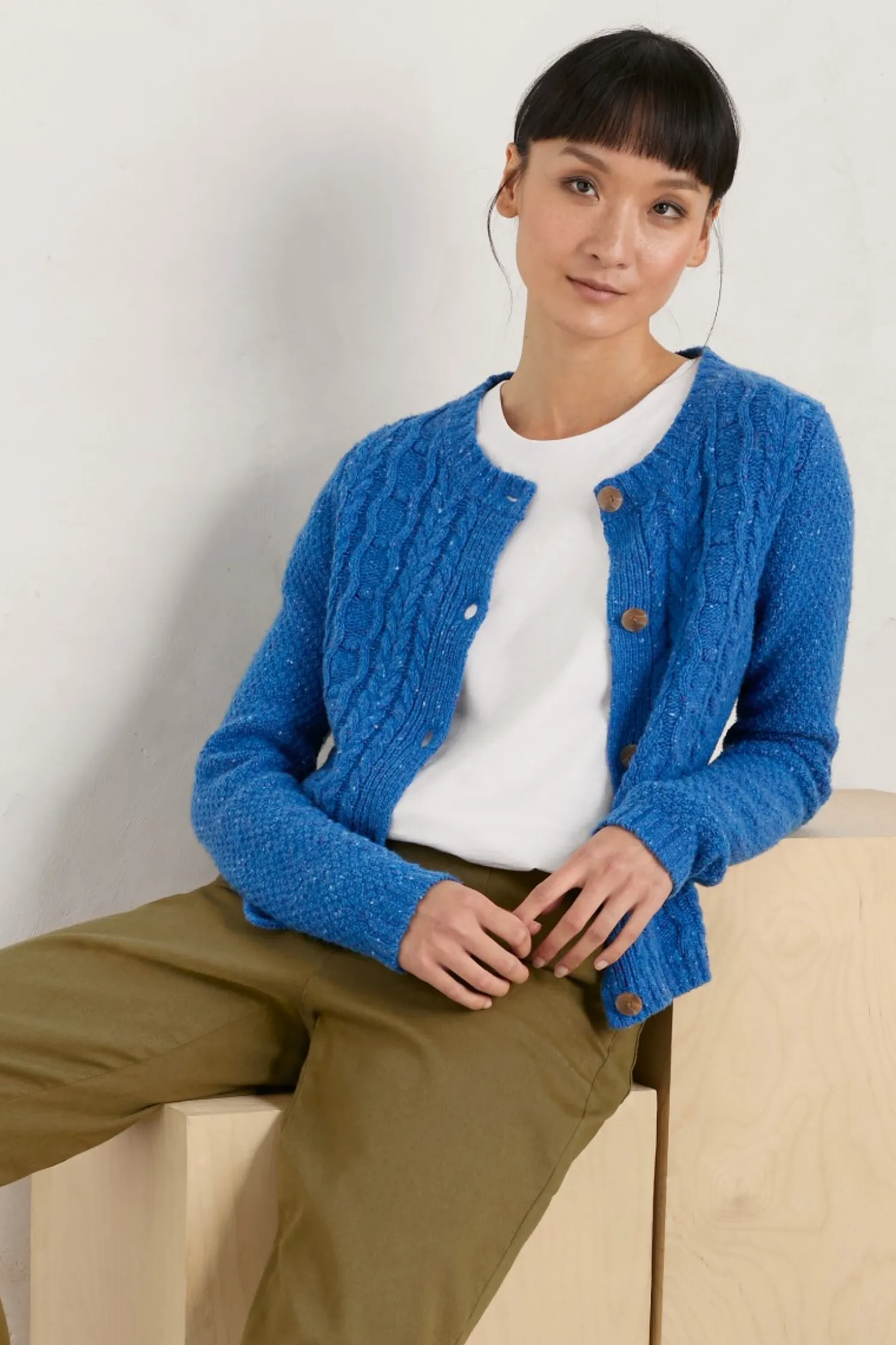 Tressa Merino Blend Cable Knit Cardigan