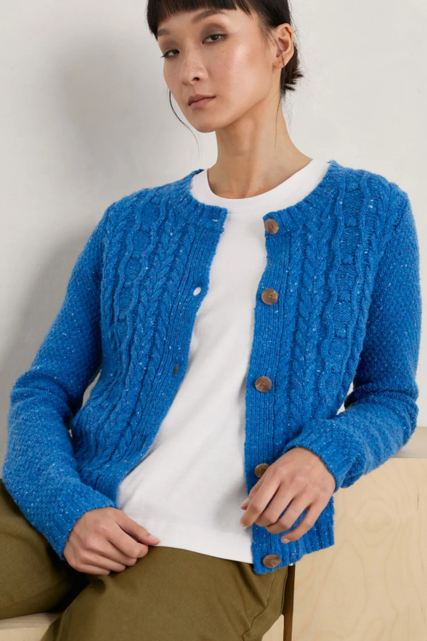 Tressa Merino Blend Cable Knit Cardigan