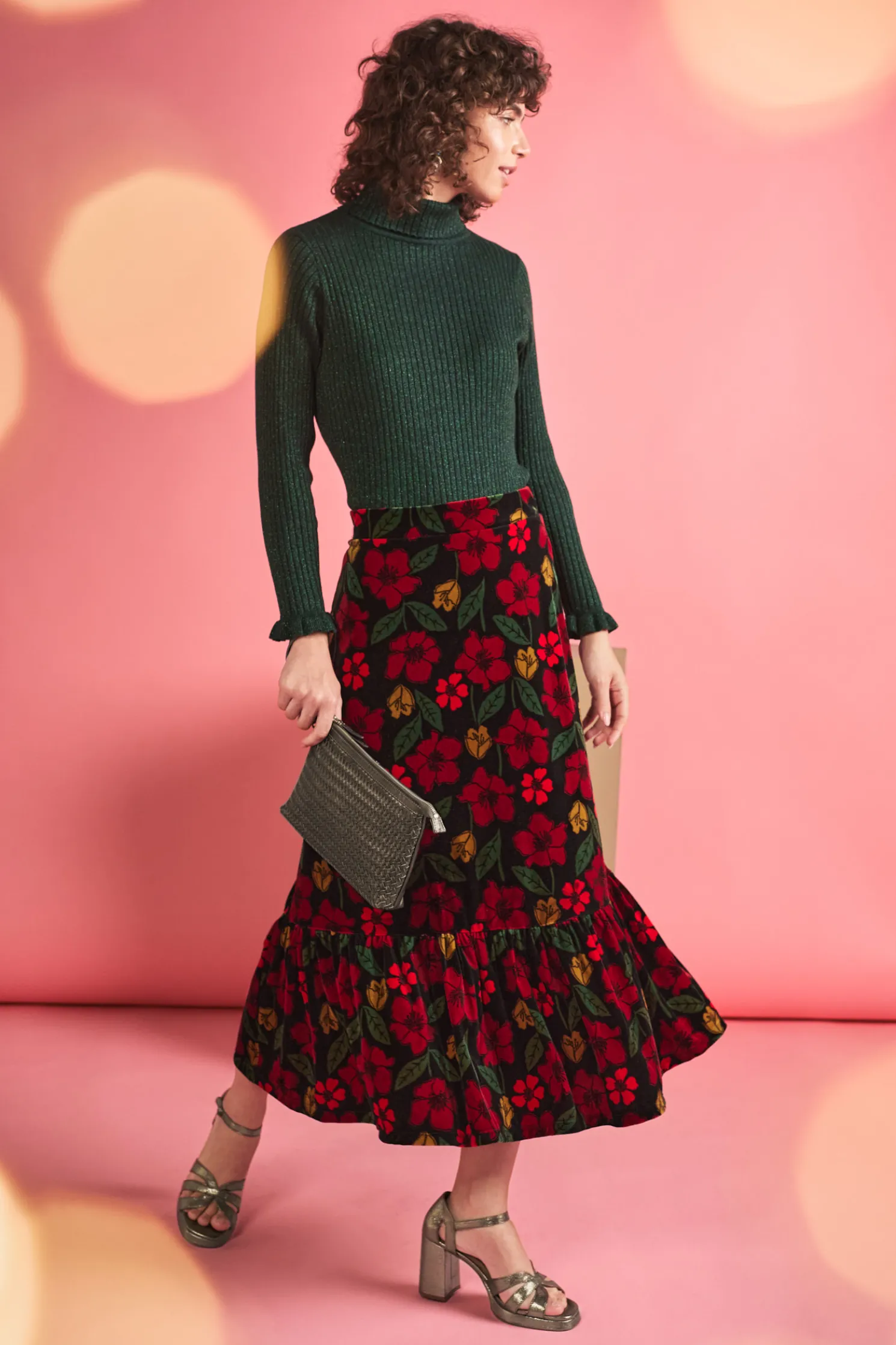 Wildflower Tiered Velvet Maxi Skirt