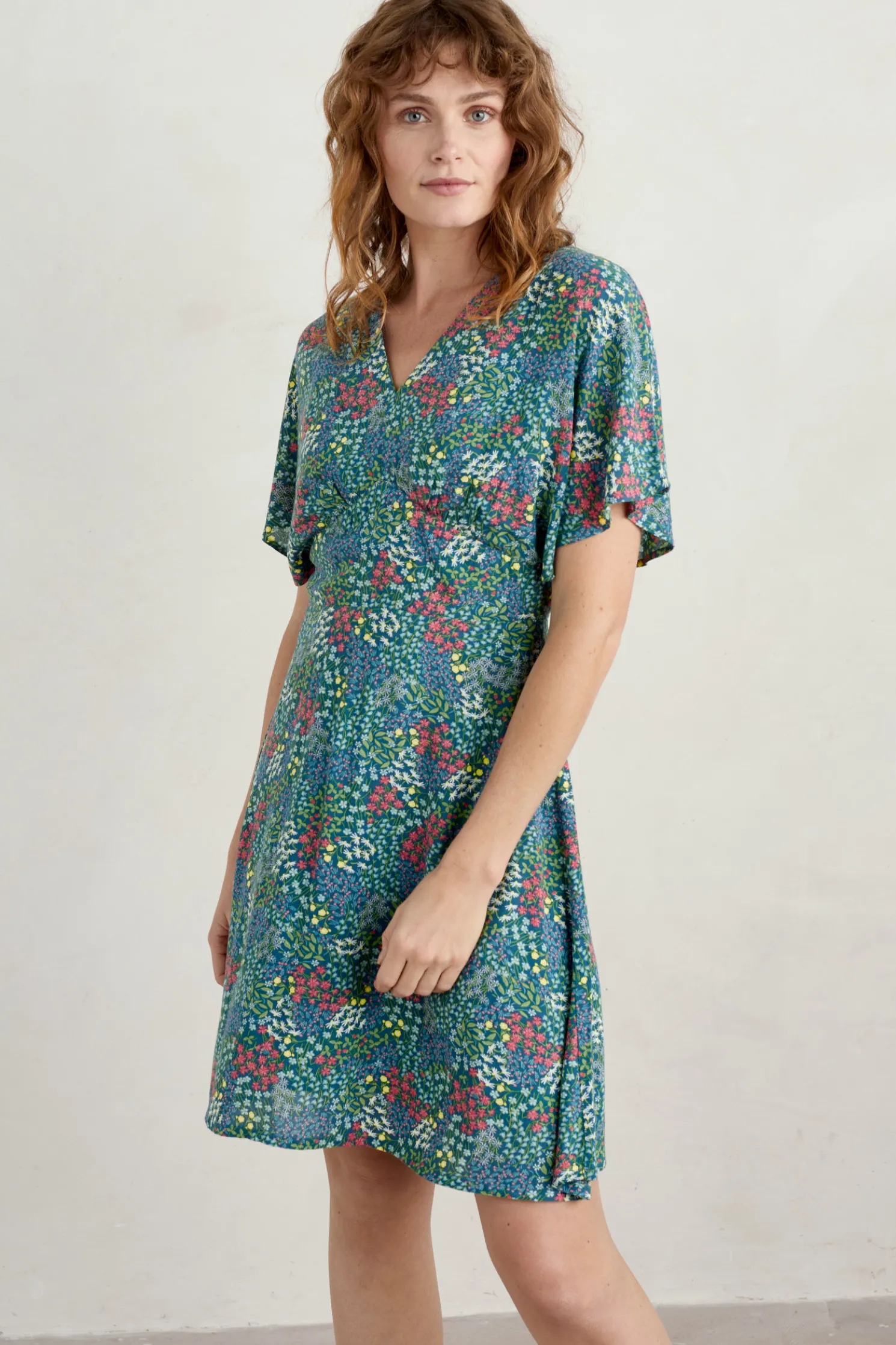 Wilsey Empire Line Flared Sleeve Dress