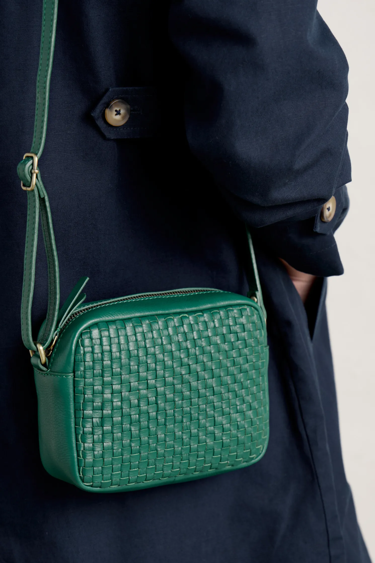 Woven Sea Fan Leather Cross-Body Bag