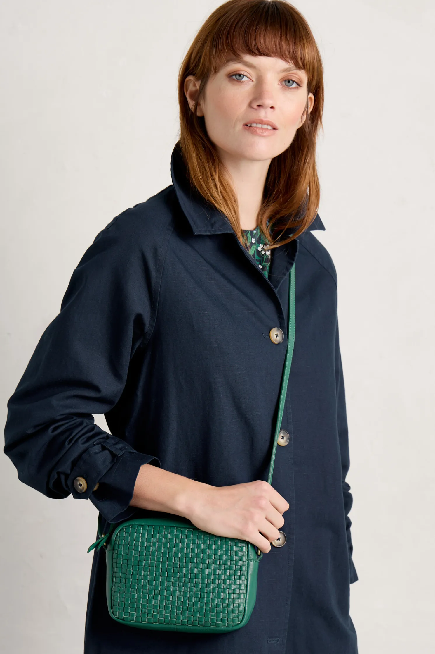 Woven Sea Fan Leather Cross-Body Bag